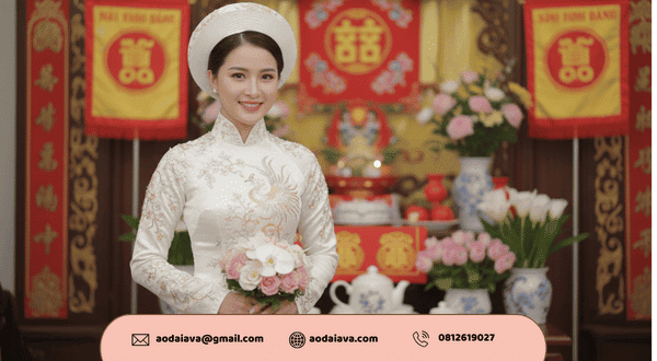 Áo dài đám hỏi thêu tay cao cấp của áo dài AVA